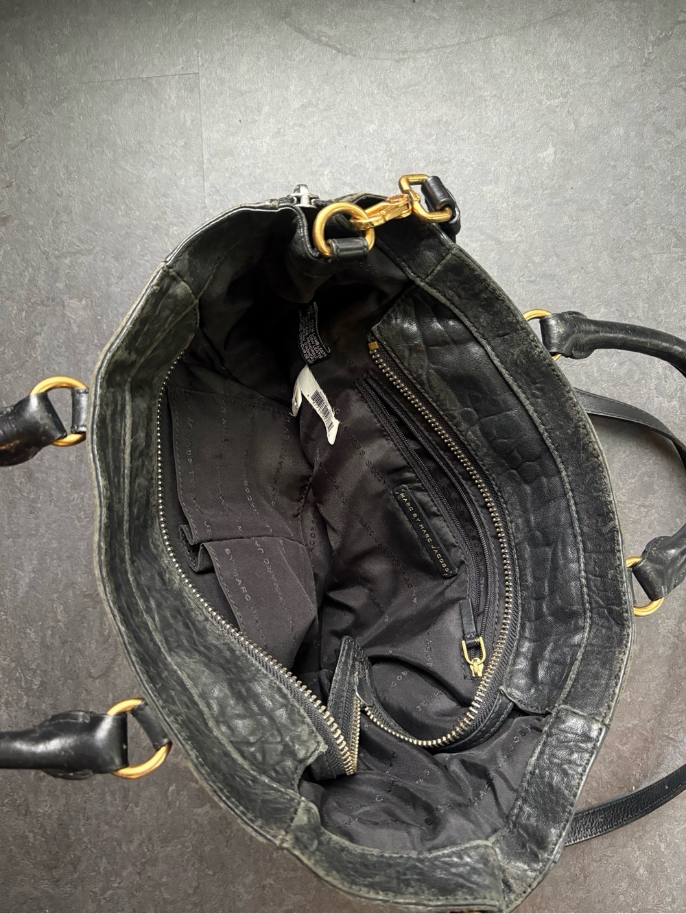 Marc by Marc Jacobs Black Leather Tote with Gold Hardware - Picture 6 of 6